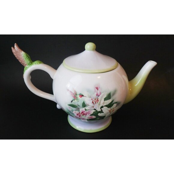 Vintage Teleflora Hummingbirds and Lilies by Lena Liu Teapot - Picture 4 of 8
